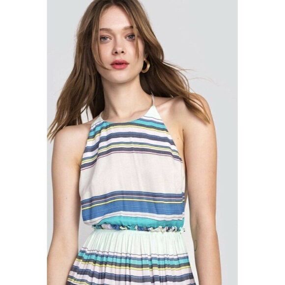 NWT WILDFOX Sz L STRIPED T BACK RUFFLE MINI COVER UP OPEN BACK DRESS $178 - Picture 4 of 10